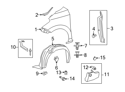 2014 Scion xD Fender & Components, Exterior Trim, Trim Diagram