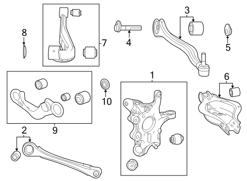 2024 Toyota Grand Highlander Lower Control Arm, Driver Side Diagram for 48740-0E070