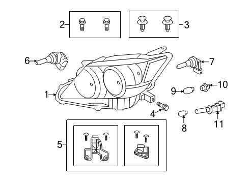 2012 Scion tC Passenger Side Headlight Unit Assembly Diagram for 81130-21200