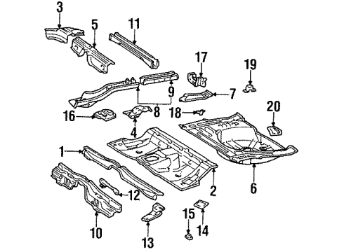 1999 Toyota Celica Rear Body, Rear Upper Body, Rear Floor & Rails Diagram 2 - Thumbnail