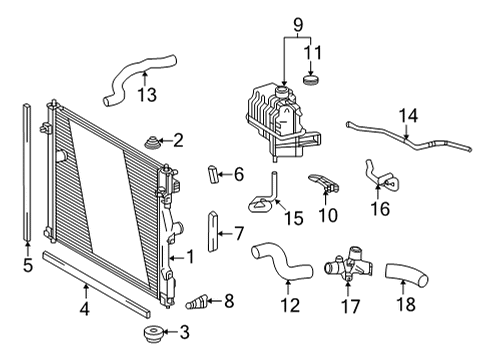 2022 Toyota Mirai Radiator & Components Diagram