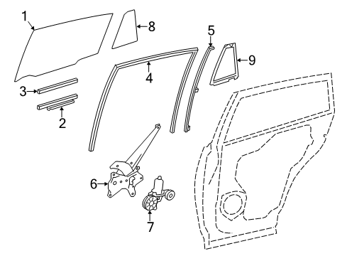 2017 Toyota RAV4 Rear Door - Glass & Hardware Diagram