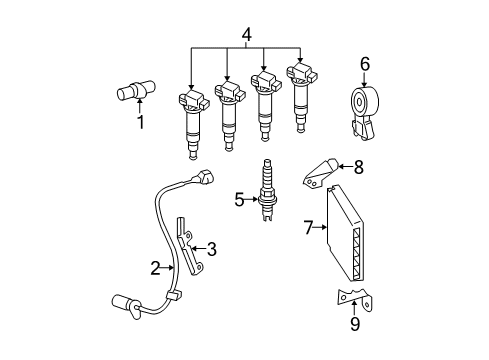 2007 Scion tC Ignition Coil Assembly Diagram for 90919-02266