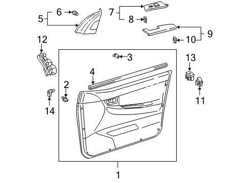 2008 Toyota Corolla Board Sub-Assy, Front Door Trim, LH Diagram for 67660-02410-E1