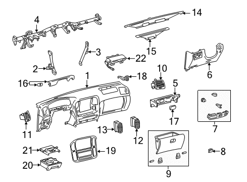 2000 Toyota Land Cruiser Door Sub-Assy, Glove Compartment Diagram for 55501-60170-B0