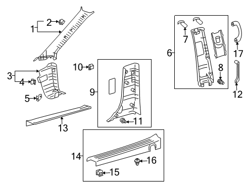 2005 Toyota Sienna Cover, Center Pillar Garnish, Lower LH Diagram for 62424-AE010-B0