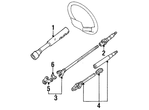 1990 Toyota Land Cruiser Steering Shaft & Internal Components Diagram