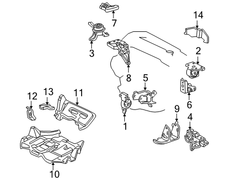 2000 Toyota MR2 Spyder Engine & Trans Mounting Diagram