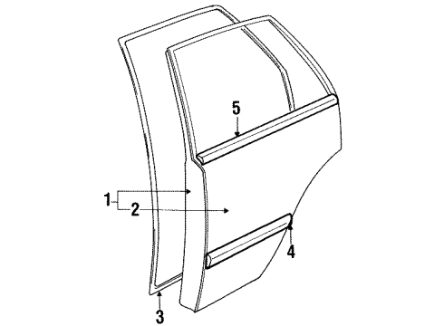 1989 Toyota Cressida Rear Door & Components, Exterior Trim, Body Diagram