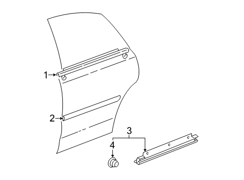 2000 Toyota Avalon Moulding, Rear Door, Outside LH Diagram for 75742-AC020-A0