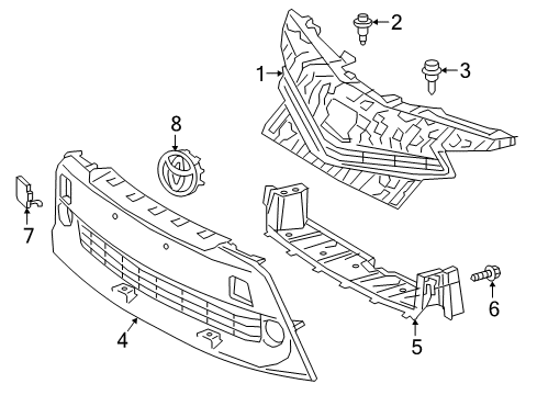 2015 Toyota Prius V Grille & Components Diagram