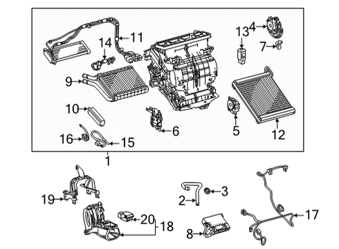 2019 Toyota Mirai A/C Evaporator & Heater Components Diagram