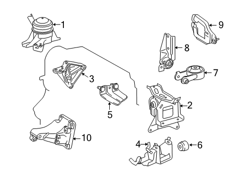 2009 Scion xD Cover, Engine Moving Control Rod Diagram for 12365-40010