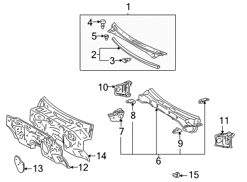 2003 Toyota Sequoia Louver Sub-Assy, Cowl Top Ventilator Diagram for 55708-0C040