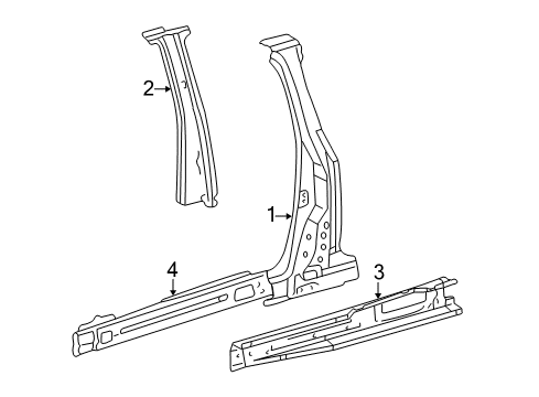 2002 Toyota Sienna Pillar, Center Body, Inner LH Diagram for 61344-08020