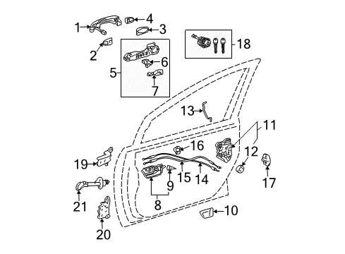 2004 Toyota Prius Cover, Front Door Outside Handle, LH Diagram for 69217-33010-E2