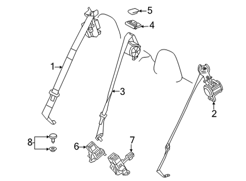 2023 Toyota Corolla Cross Rear Seat Belts Diagram