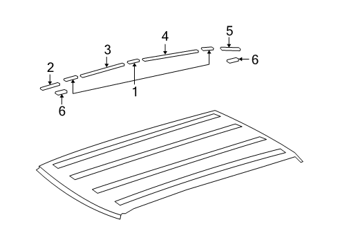 2007 Toyota FJ Cruiser Exterior Trim - Roof Diagram