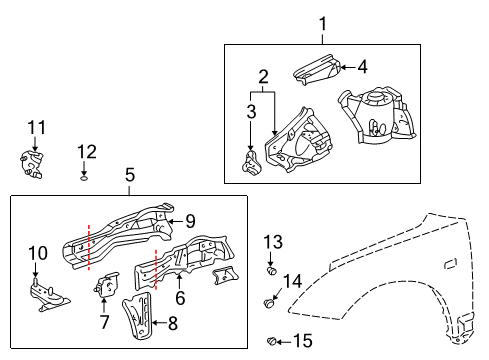 2001 Toyota Celica Extension, Front Driver Side Diagram for 53714-20090