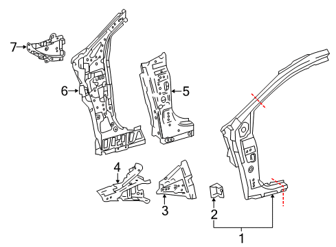 2022 Toyota Prius Prime Panel Sub-Assembly, Side Diagram for 61013-47022