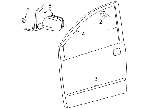 2010 Toyota Sienna Outside Mirrors, Exterior Trim, Trim Diagram