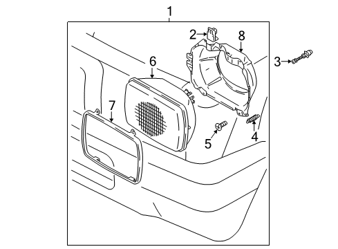 1995 Toyota Tacoma Ring, Sealed Beam Mounting LH Diagram for 81153-89149