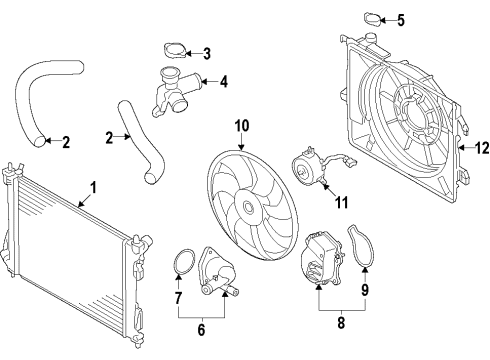 2013 Toyota Prius C Cooling System, Radiator, Water Pump, Cooling Fan Diagram