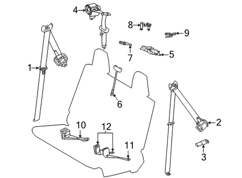 2022 Toyota Highlander Third Row Seat Belts Diagram