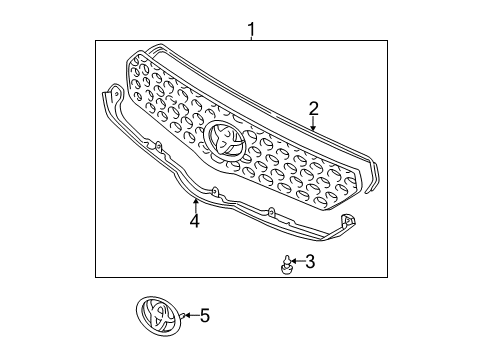 2004 Toyota Matrix Radiator Grille Emblem(Or Front Panel) Diagram for 75311-AA030