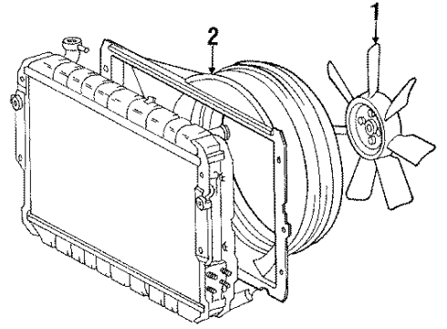 1986 Toyota Land Cruiser SHROUD Sub-Assembly, Fan Diagram for 16711-61151