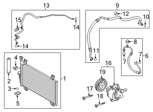 2020 Toyota Yaris A/C Condenser, Compressor & Lines Diagram