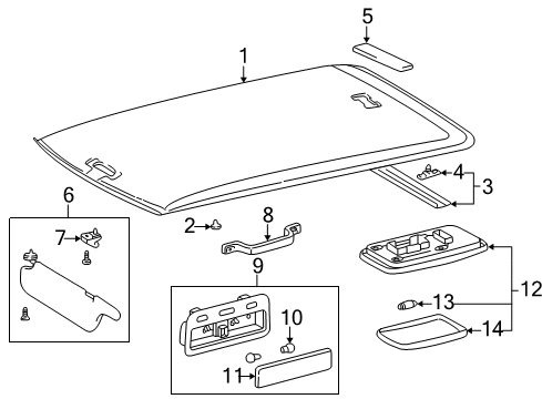 1996 Toyota RAV4 Interior Trim - Roof Diagram 3 - Thumbnail