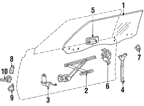 1985 Toyota Celica Glass - Door Diagram 2 - Thumbnail