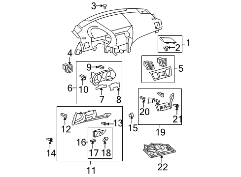 2010 Toyota Highlander Cluster & Switches, Instrument Panel Diagram 9 - Thumbnail