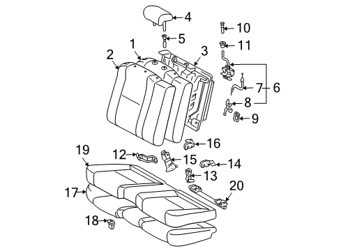 2004 Toyota Solara Rear Seat Cushion Cover (For Bench Type) Diagram for 71075-AA300-B1