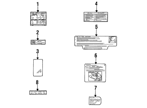 1997 Toyota Supra Label, Removable Roof Information Diagram for 63298-14010