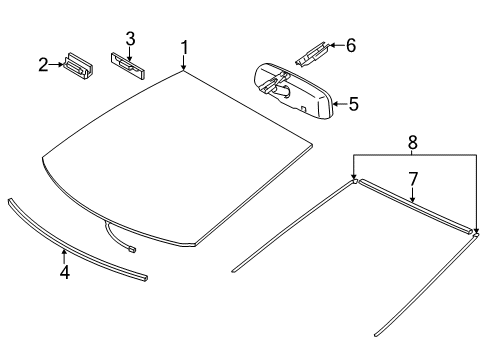 2016 Toyota Prius V Windshield Glass, Reveal Moldings Diagram