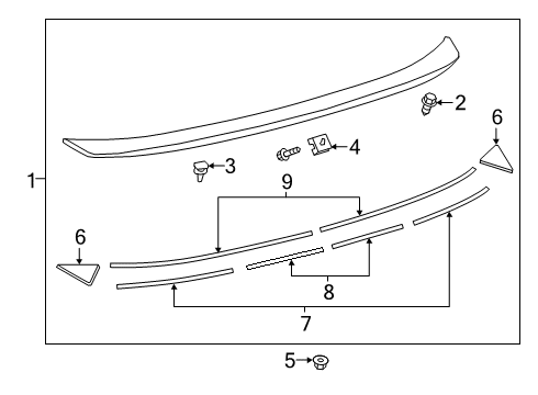 2023 Toyota Corolla SPOILER SUB-ASSY, RR Diagram for 76085-12620