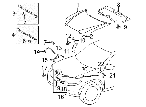 2010 Toyota Highlander Hood & Components, Body Diagram 1 - Thumbnail