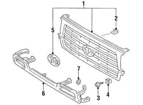 1997 Toyota Land Cruiser Grille & Components Diagram