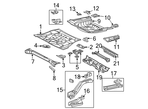 2012 Toyota Avalon Rear Body - Floor & Rails Diagram