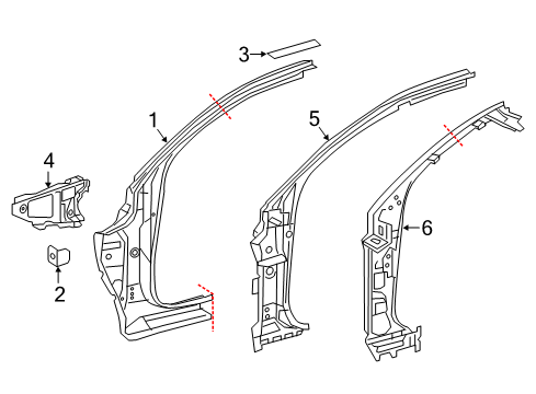 2019 Toyota Tacoma Hinge Pillar, Rocker Diagram 1 - Thumbnail