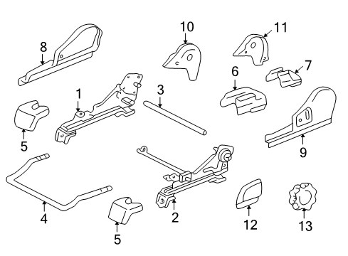 2001 Toyota Tundra Adjuster Sub-Assy, Front Seat, Inner LH Diagram for 72022-0C030