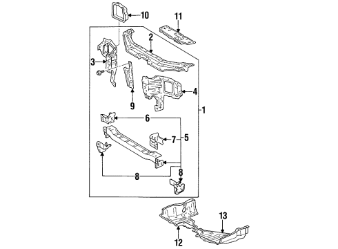 1996 Toyota Paseo Member Sub-Assy, Front Cross Diagram for 57104-16071