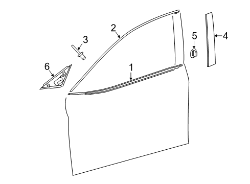 2018 Toyota Camry Exterior Trim - Front Door Diagram