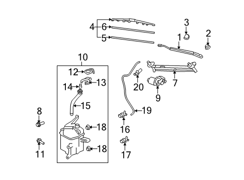 2010 Scion xB Wiper & Washer Components Diagram 2 - Thumbnail