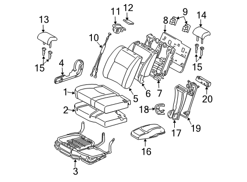 2004 Toyota Highlander Pad, Rear Seat Back, RH Diagram for 71651-48080