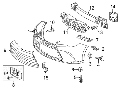 2017 Toyota Camry Lower Radiator Grille No.1 Diagram for 53112-06260