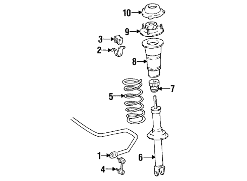 1993 Toyota Supra Rear Struts & Stabilizer Bar, Rear Suspension Diagram 1 - Thumbnail