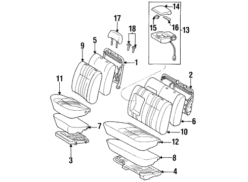 1995 Toyota T100 Spring Assembly, Front Seat Back, LH Diagram for 71640-34020